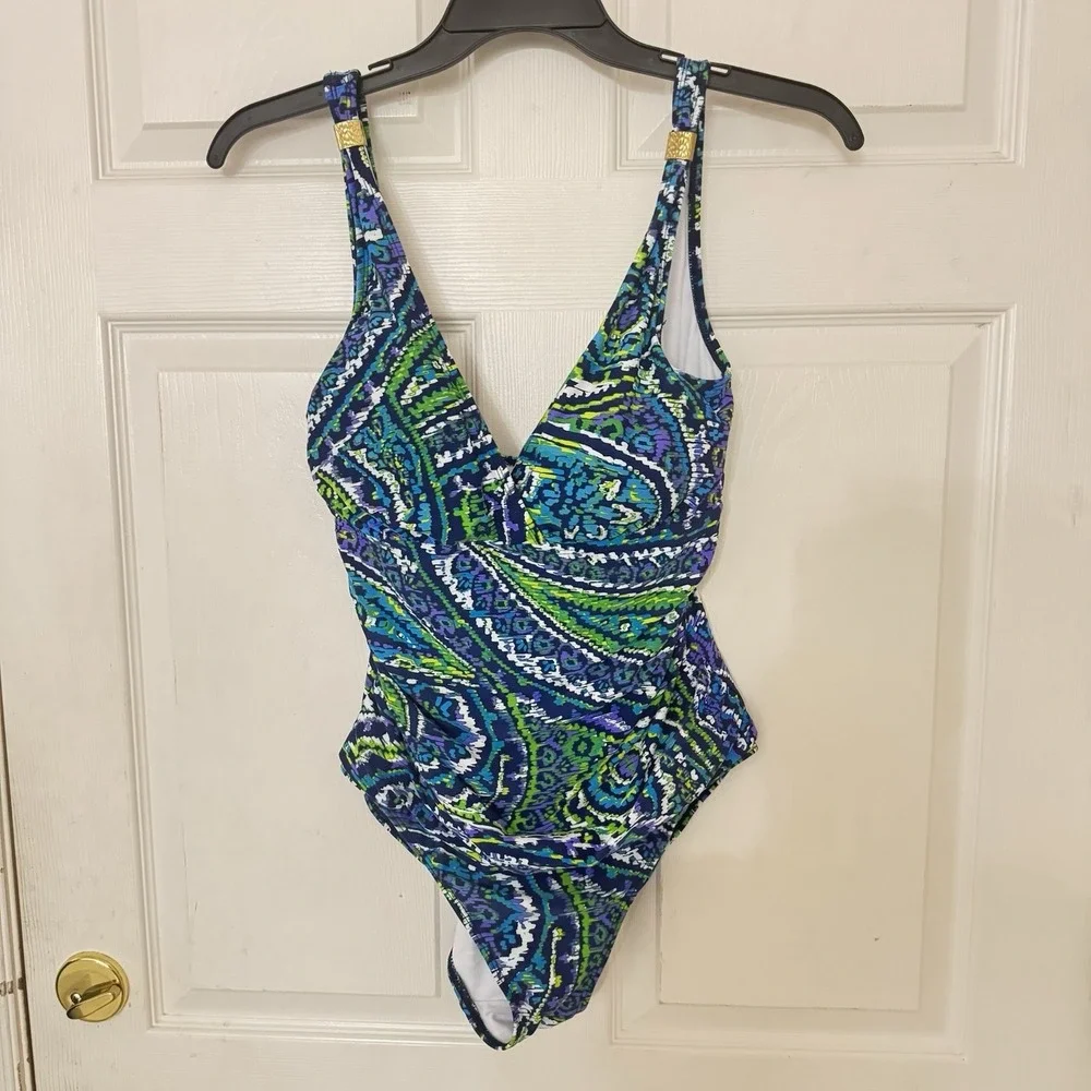 Lauren Ralph‎ Lauren One Piece 12 Paisley Floral Underwire Tummy Control $116
